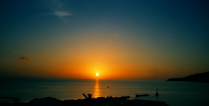 sunrise from ferry to Athens